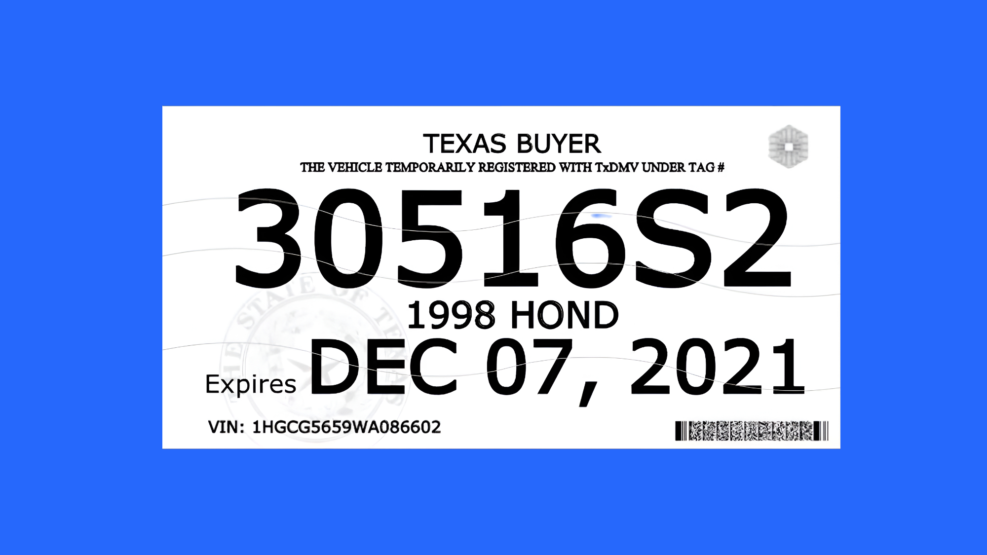 ¿Cómo sacar una placa temporal para auto en Texas Requisitos y costos