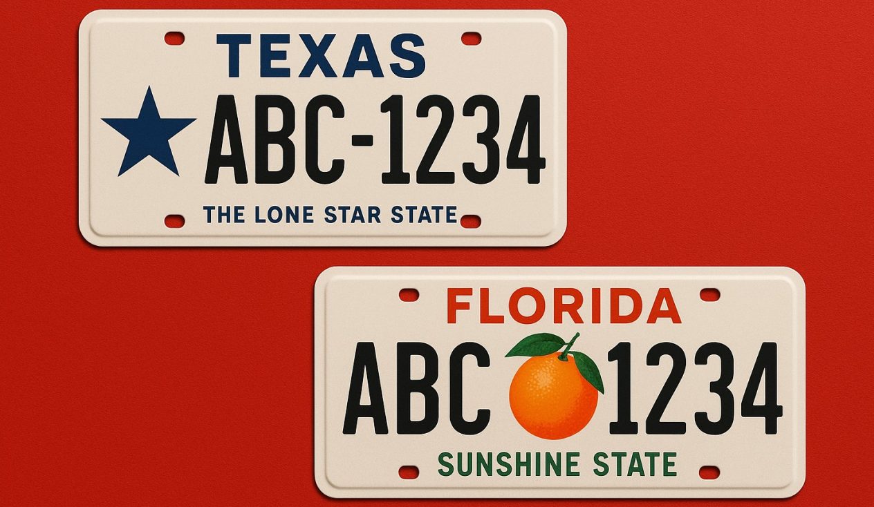 Placa personalizada en Florida y Texas