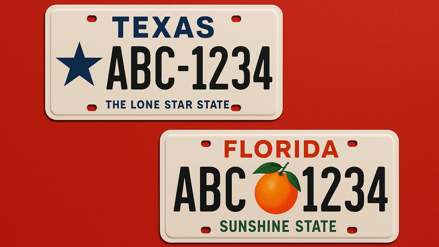Placa personalizada en Florida y Texas